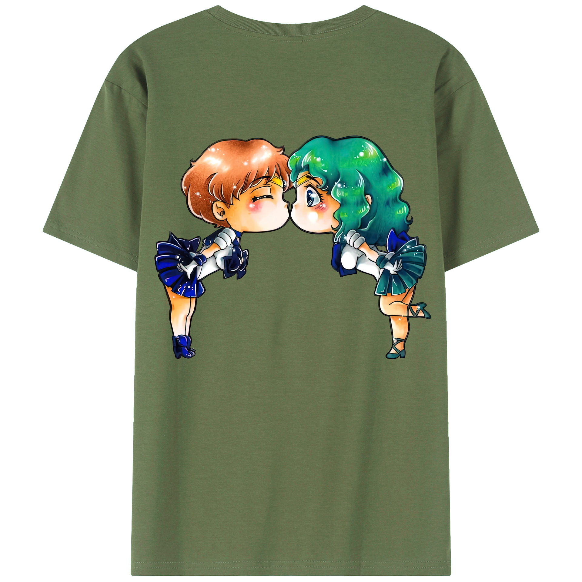 （画像用） 美少女戦士セーラームーン 天王はるか Sailor Moon Tenoh Haruka 綿100％ メンズ半袖Tシャツ（バックプリント） 通気性